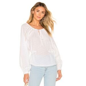 Tularosa Marlowe Long Sleeve 100% Cotton Peasant Blouse Top White Women's Medium